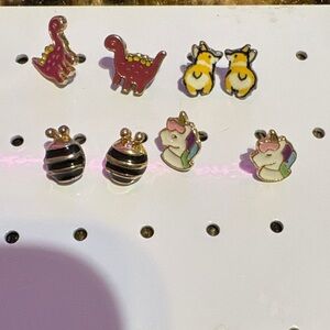 4 for 18$ 🔥 Kids Unicorn, Dinosaur & Animal Stud Earring Set